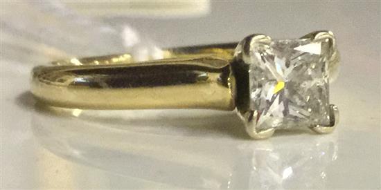 Radial cut diamond ring, 14ct gold setting